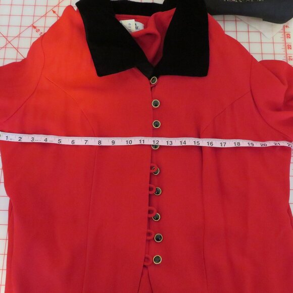 2 Piece Dawn Joy II Red & Black Dress Suit Jacket and Skirt - Picture 12 of 14